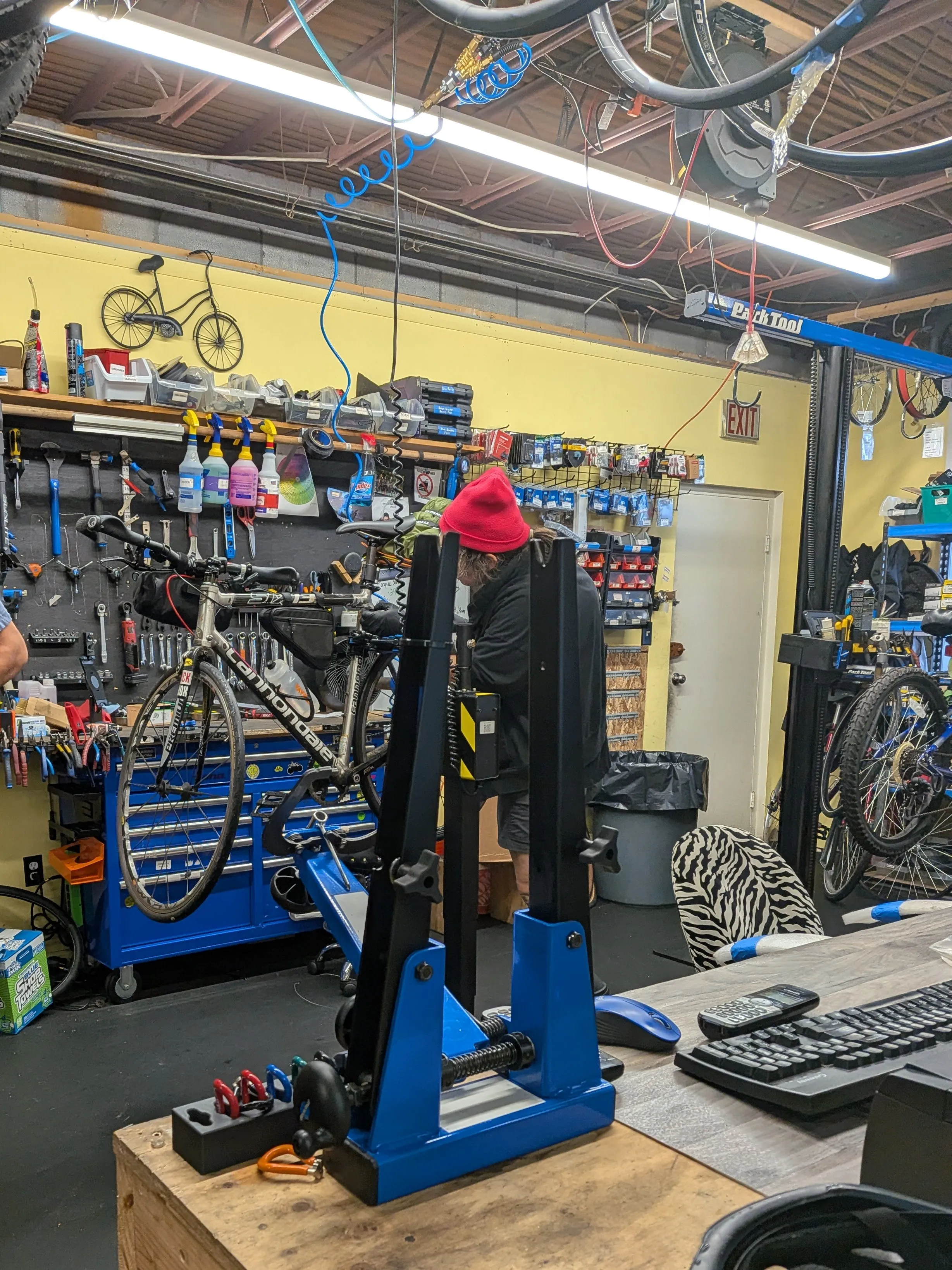 In the bike shop